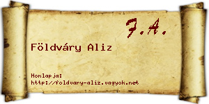 Földváry Aliz névjegykártya
